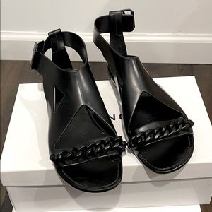 Givenchy Black Rubber Jelly Sandal w/ Chain Detail